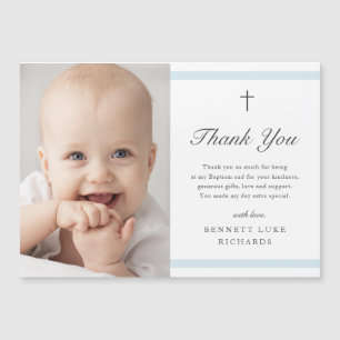 Tarjeta de agradecimiento para bautizo de niño con