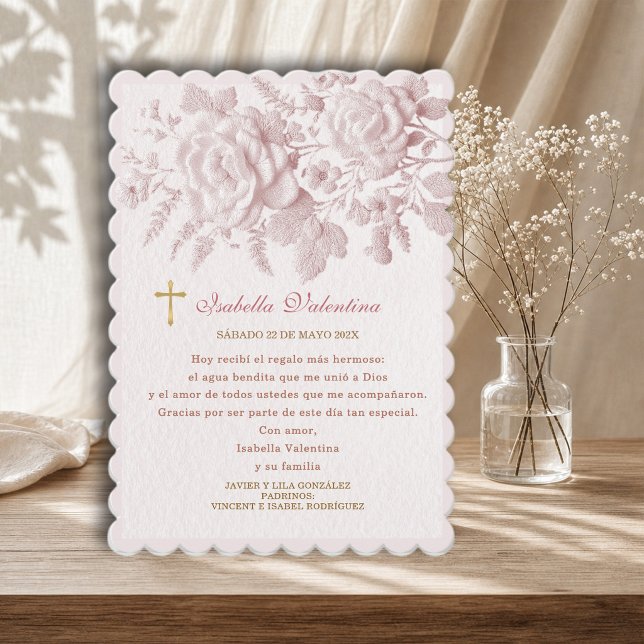 Tarjeta de agradecimiento para bautizo niña con di (Subido por el creador)
