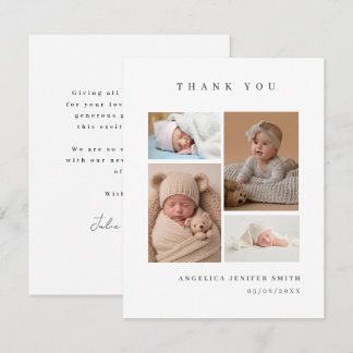 Tarjeta de agradecimiento para bebé con 3 fotos se
