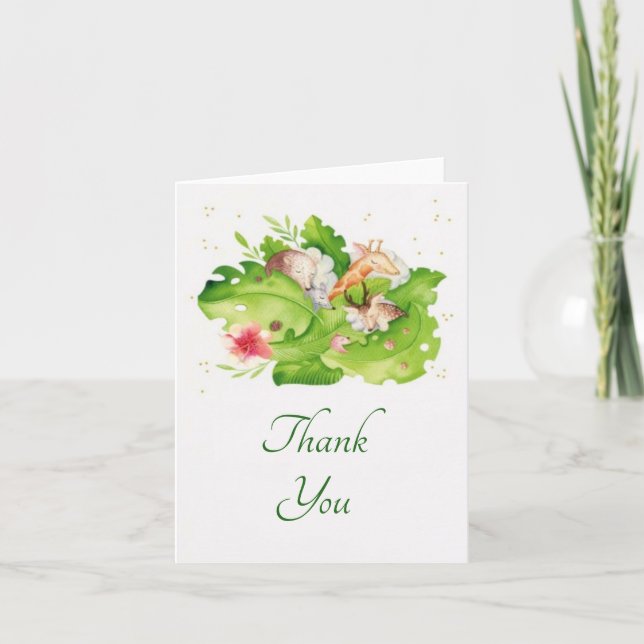 Tarjeta de agradecimiento para bebé con animales s (Anverso)