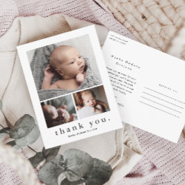 Tarjeta de agradecimiento para bebé con collage de