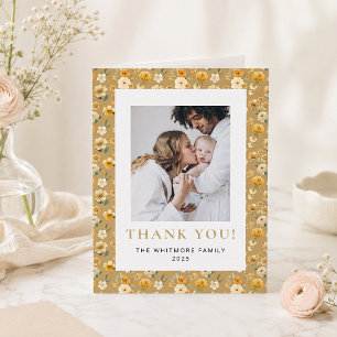 Tarjeta de agradecimiento para bebé con flores en 