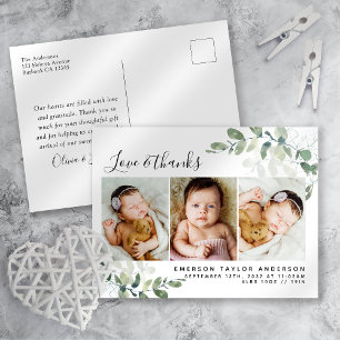 Tarjeta de agradecimiento para bebé con foto de eu