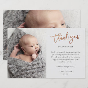 Tarjeta de agradecimiento para bebé con foto y gui
