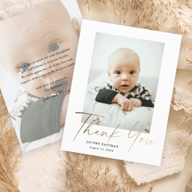 Tarjeta de agradecimiento para bebé con foto y gui (Subido por el creador)