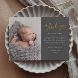 Tarjeta de agradecimiento para bebé con foto y gui