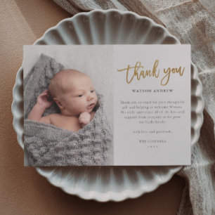 Tarjeta de agradecimiento para bebé con foto y gui