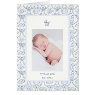 Tarjeta de agradecimiento para bebé costero preppy