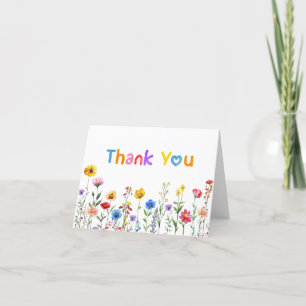 Tarjeta de agradecimiento para bebé de flores silv