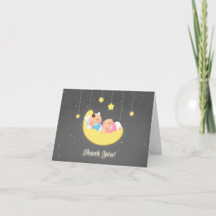 Tarjeta de agradecimiento para bebé lunar con niño