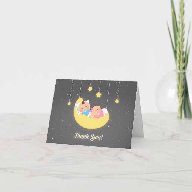 Tarjeta de agradecimiento para bebé lunar con niño (Anverso)