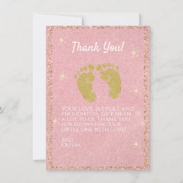 Tarjeta de agradecimiento para bebé niña con huell