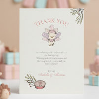 Tarjeta de agradecimiento para bebé niña de otoño 