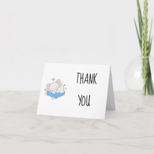 Tarjeta de agradecimiento para bebé niña elefante