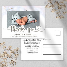Tarjeta de agradecimiento para bebé niño con foto 