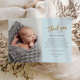 Tarjeta de agradecimiento para bebé niño con foto 