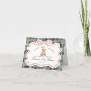 Tarjeta de agradecimiento para bebé Oso con lazo C