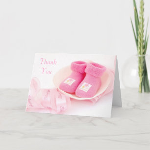 Tarjeta de agradecimiento para bebé rosa
