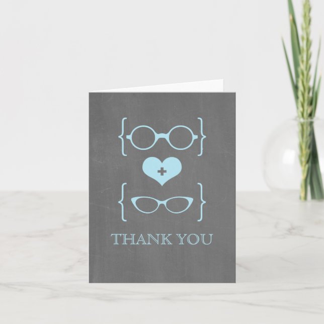 Tarjeta de agradecimiento para Blue Geeky Glasses (Anverso)