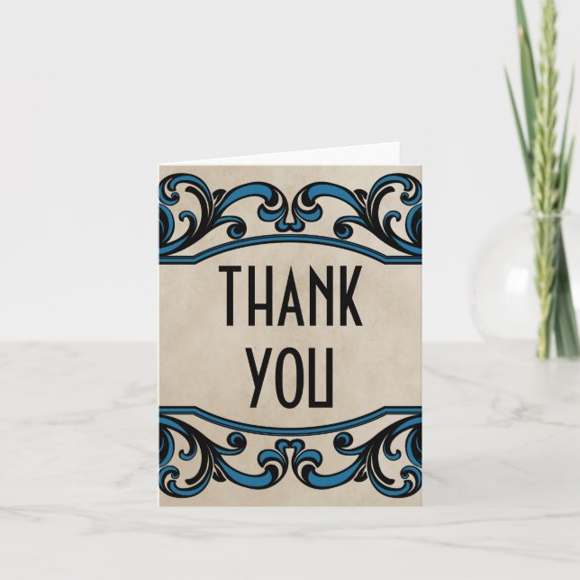 Tarjeta de agradecimiento para Blue Gothic Swirls (Anverso)
