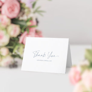 Tarjeta de agradecimiento para Boda azul y blanco