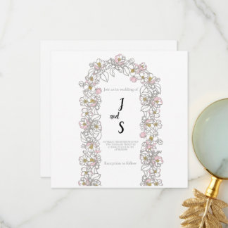 Tarjeta de agradecimiento para boda con arco moder