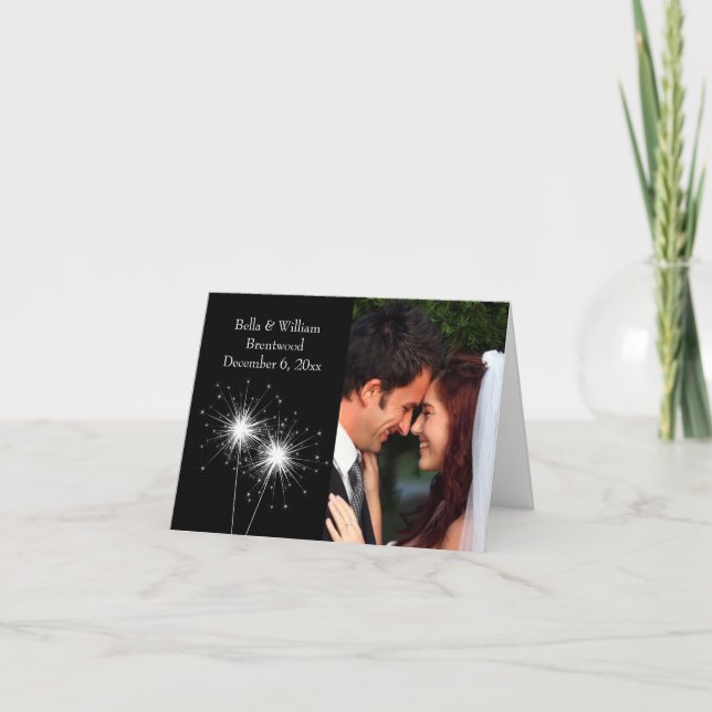 Tarjeta de agradecimiento para boda con bengalas (Anverso)