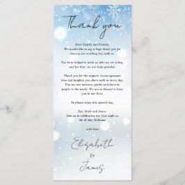 Tarjeta de agradecimiento para boda con copos de n