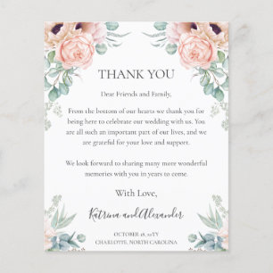 Tarjeta de agradecimiento para boda con flores BUD