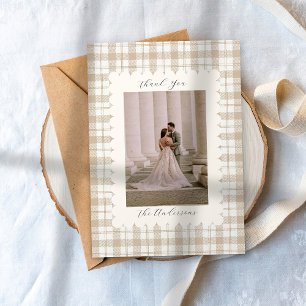 Tarjeta de agradecimiento para boda con foto a cua