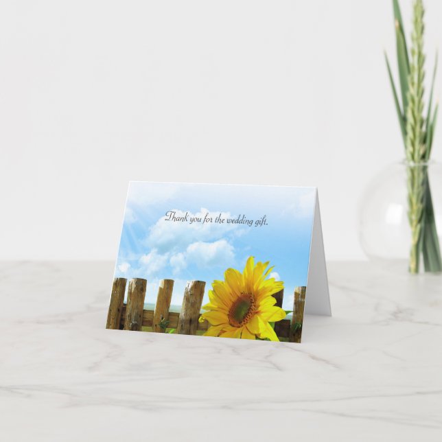 Tarjeta de agradecimiento para boda con girasoles (Anverso)
