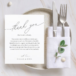 Tarjeta de agradecimiento para boda con letra mode
