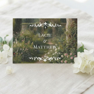 Tarjeta de agradecimiento para boda con paisaje vi