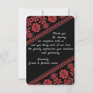 Tarjeta de agradecimiento para Boda de Blk y Rd Ta