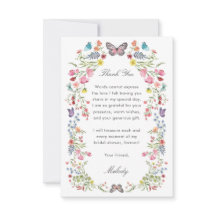 Tarjeta de agradecimiento para boda de Butterfly W