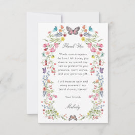 Tarjeta de agradecimiento para boda de Butterfly W