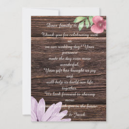 Tarjeta de agradecimiento para Boda de escritura f