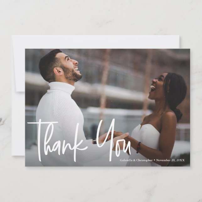 Tarjeta de agradecimiento para Boda de fotografía  (Anverso)