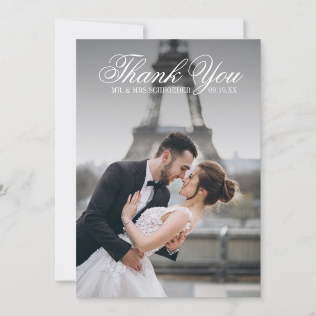 Tarjeta de agradecimiento para Boda de fotografía  (Anverso)