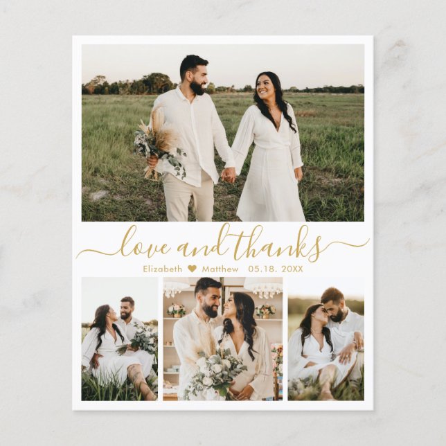 Tarjeta de agradecimiento para Boda de fotos elega (Anverso)