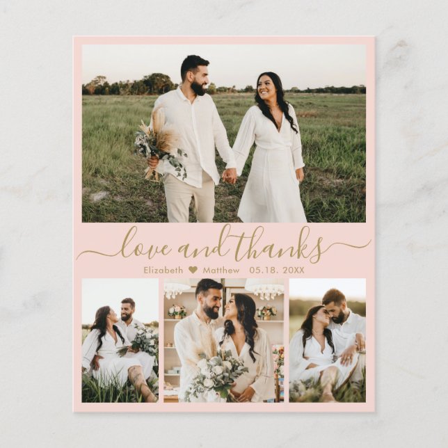 Tarjeta de agradecimiento para Boda de fotos elega (Anverso)