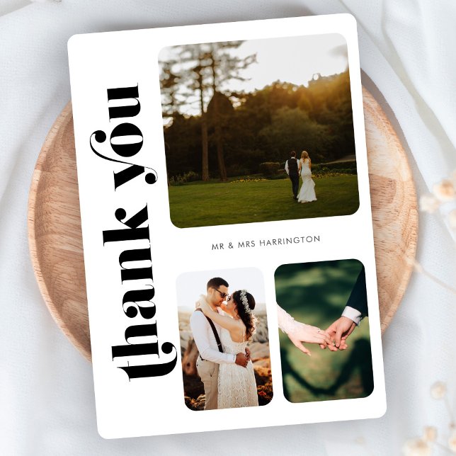 Tarjeta de agradecimiento para Boda de fotos Retro (Subido por el creador)