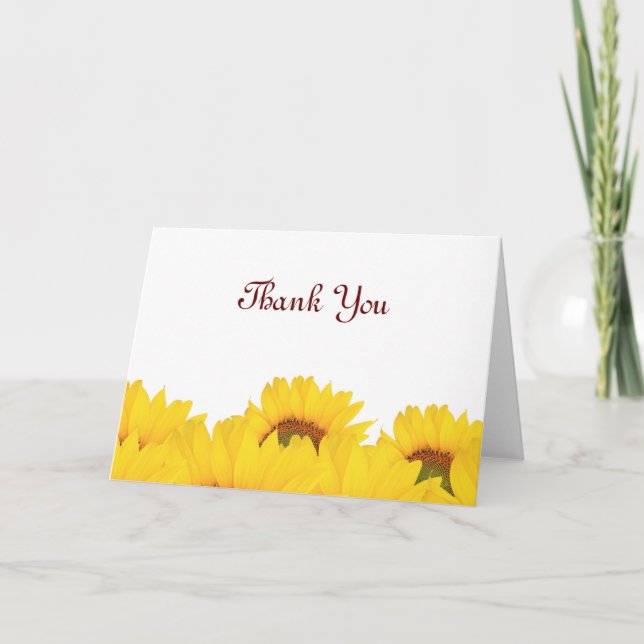 Tarjeta de agradecimiento para boda de girasoles (Anverso)