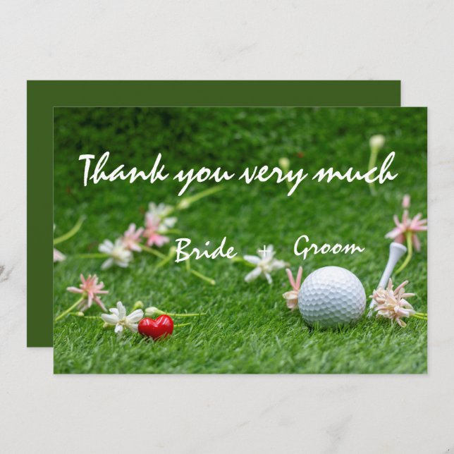 Tarjeta de agradecimiento para boda de golf (Anverso / Reverso)