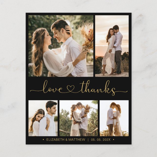 Tarjeta de agradecimiento para Boda de guiones dor (Anverso)