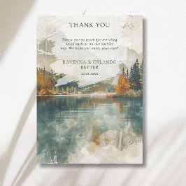 Tarjeta de agradecimiento para boda de otoño en la