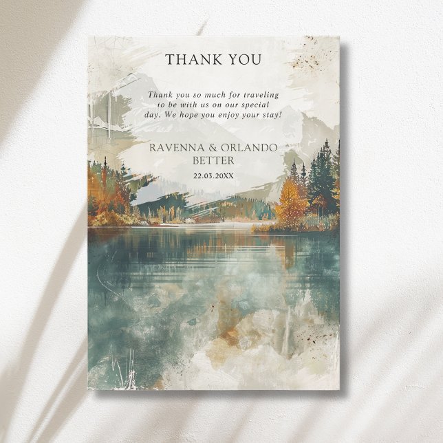 Tarjeta de agradecimiento para boda de otoño en la (Subido por el creador)