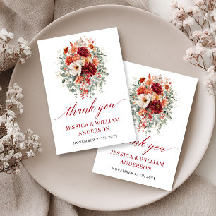 Tarjeta de agradecimiento para boda de otoño flora