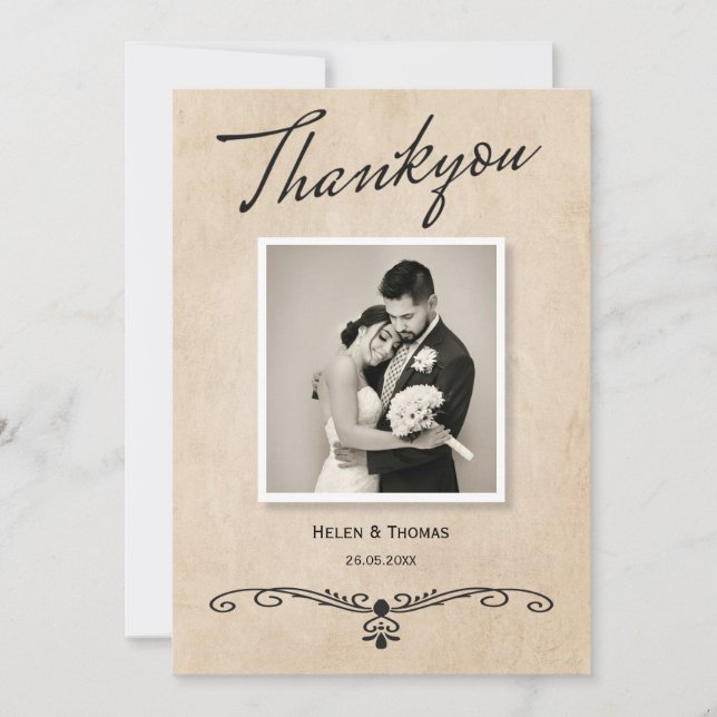 Tarjeta de agradecimiento para Boda de pergamino r (Anverso)