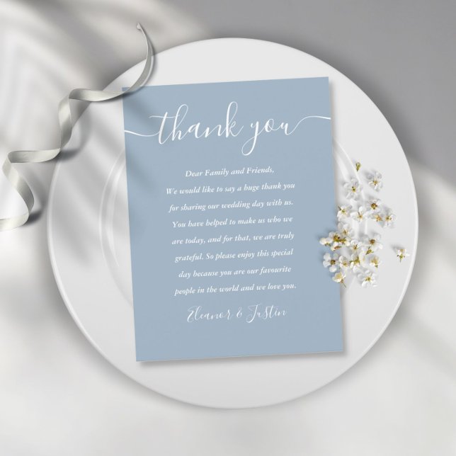 Tarjeta de agradecimiento para boda Dusty Blue con (Subido por el creador)